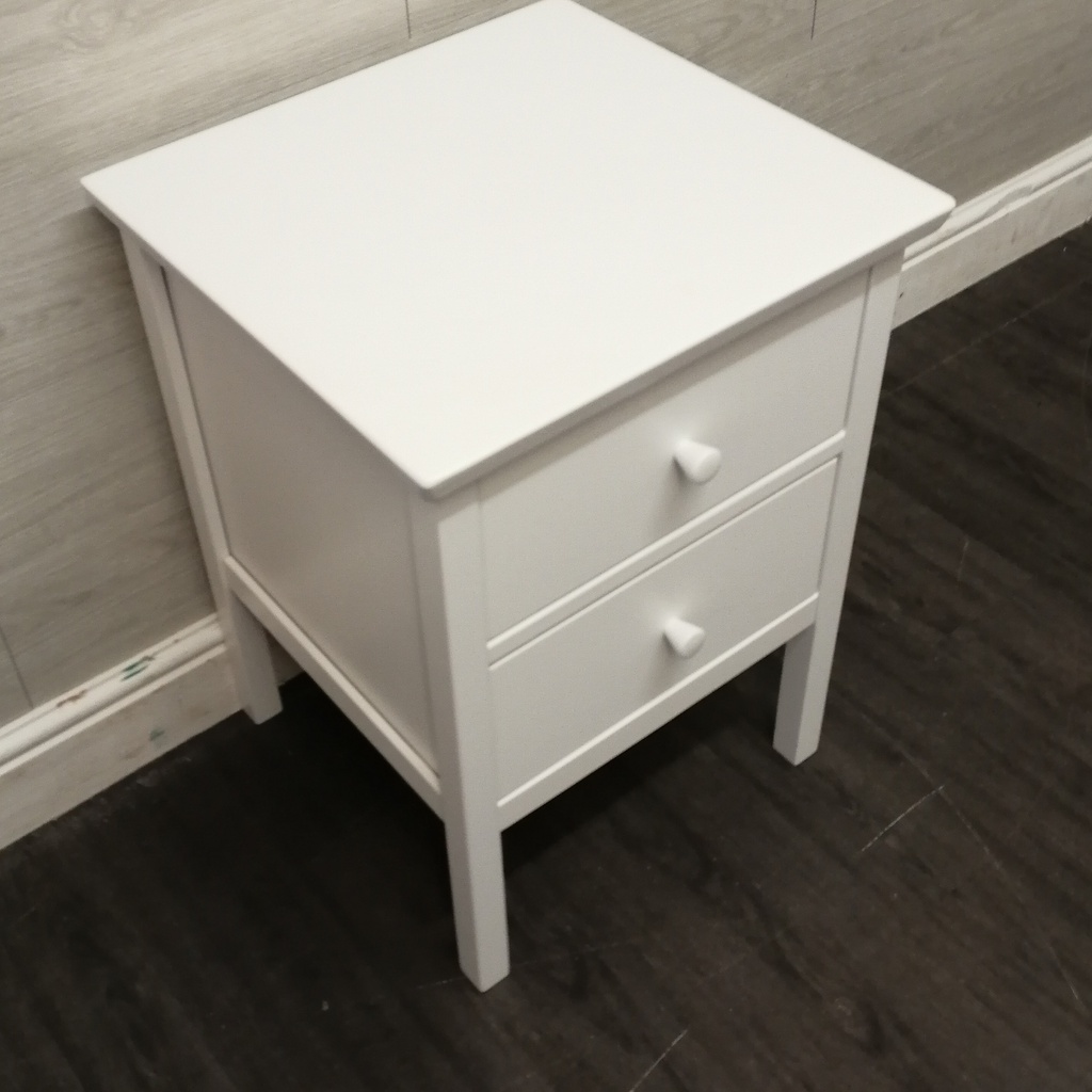TWO DRAWER WHITE BEDSIDE