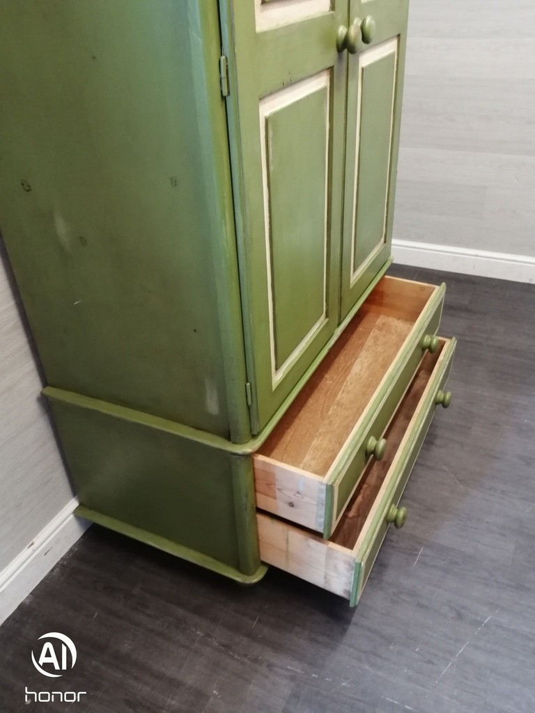 Stunning green paint solid pine wardrobe
