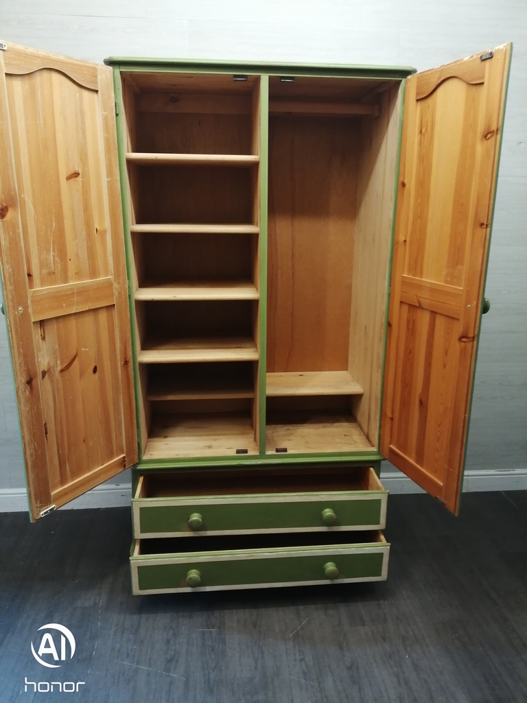 Stunning green paint solid pine wardrobe