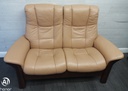 STRESSLESS DARK CREAM LEATHER TWO SEATER RECLINER SOFA