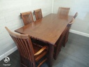 Lovely rustic dark wood table and six chairs