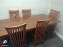 Lovely rustic dark wood table and six chairs