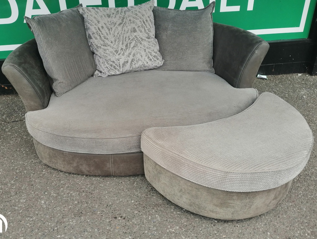Large Grey Cuddle Chair / Sofa