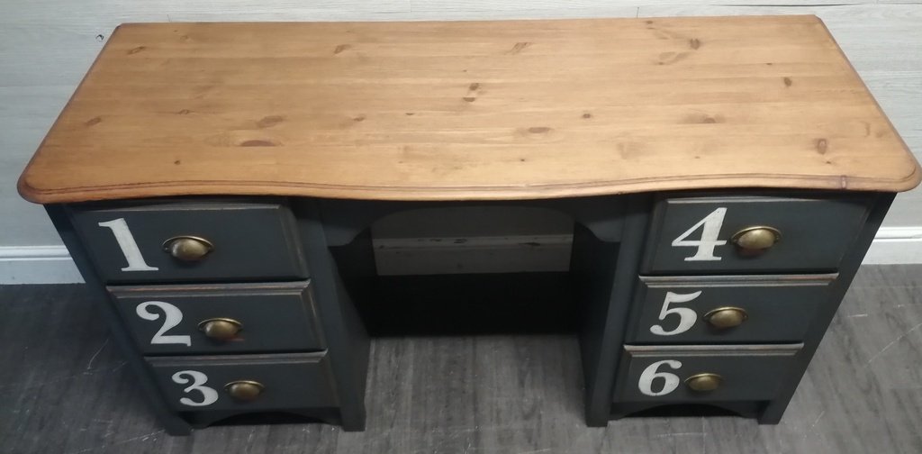 Great painted grey numbered desk