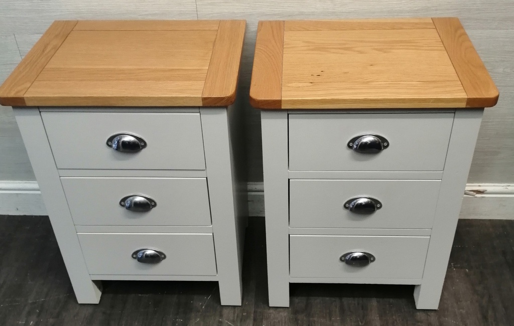 Pair Of Grey Shaker style Bedside Chests