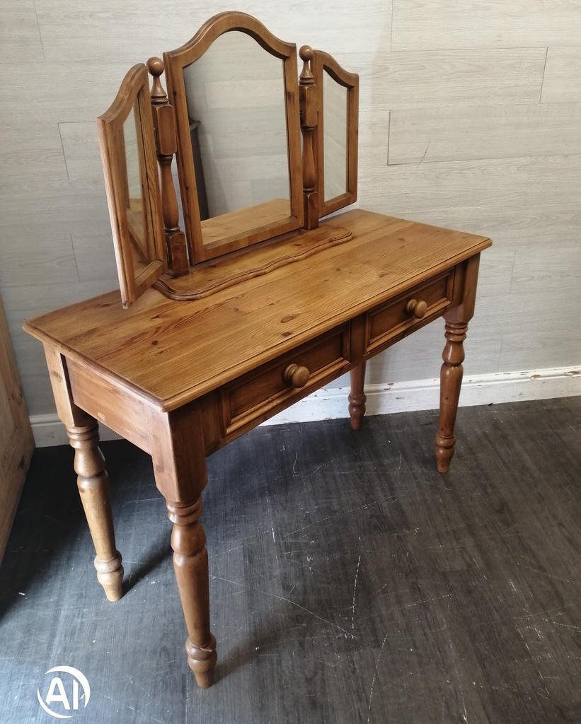 PINE DRESSING TABLE WITH MIRROR