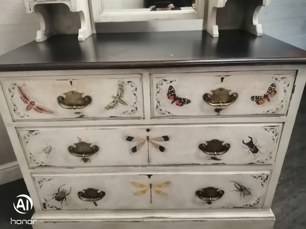 Lovely antique painted dressing table chest