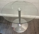 Modern neat round glass dining table &amp; 2 chairs