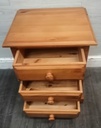 Quality solid pine three drawer bedside chest