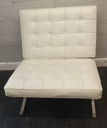 Classic style Modern Barcelona Chair in Cream faux Leather