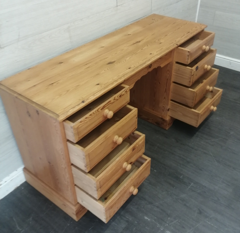 Solid Pine Eight Drawer Dressing Table / Desk