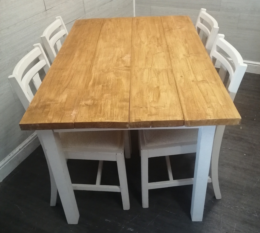 Shabby Chic Off White Table &amp; Four Chairs