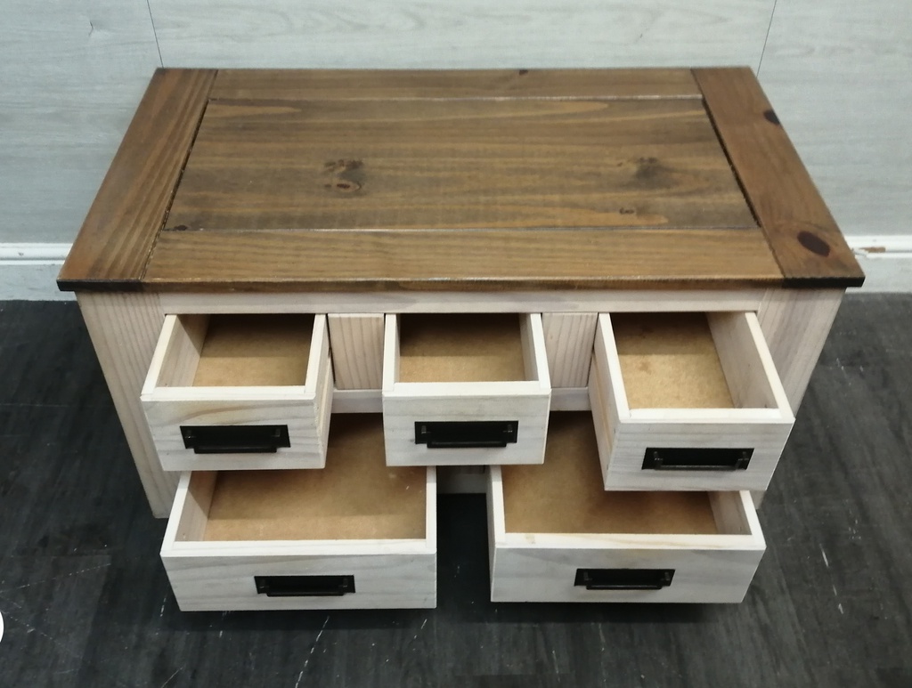 WHITE WASH FOUR DRAWER COFFEE TABLE