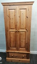 Solid double pine wardrobe with drawer
