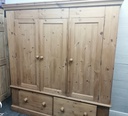Quality triple size solid pine wardrobe with drawers