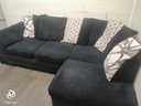 Black Toned Pillow Back Corner Sofa