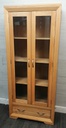 OAK GLAZED FRONTED DISPLAY UNIT WITH DRAWER