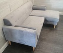 L SHAPE GREY SOFA WITH FOOTSTOOL/COFFEE TABLE