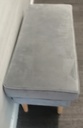 L SHAPE GREY SOFA WITH FOOTSTOOL/COFFEE TABLE