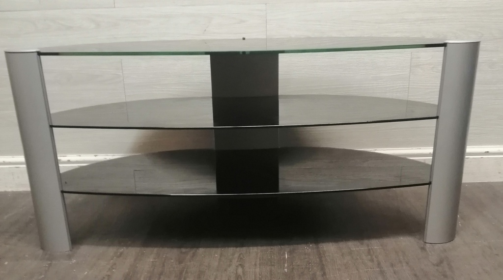 BLACK GLASS TV STAND