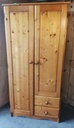 Double pine wardrobe with drawers