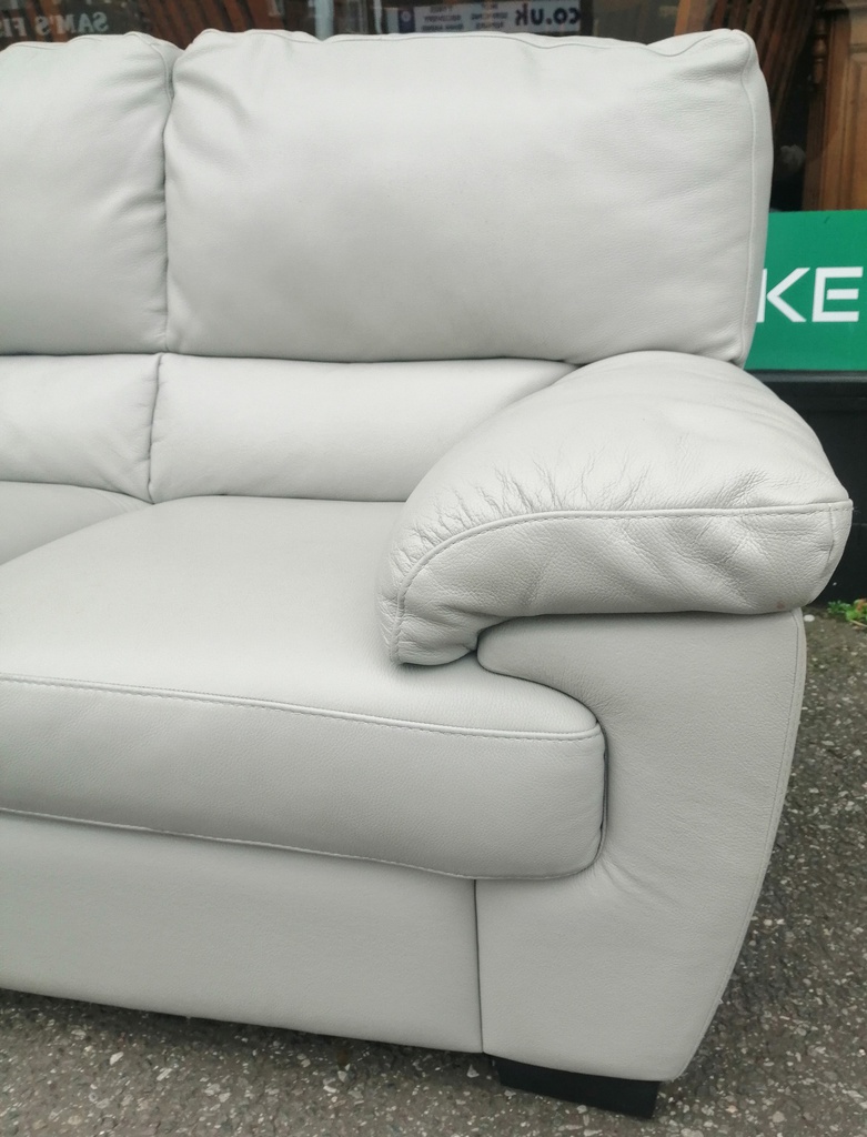 Lovely grey leather three seater sofa