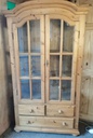 Solid pine glazed  display unit with drawers