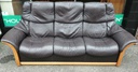 STRESSLESS BROWN LEATHER THREE SEATER RECLINER SOFA