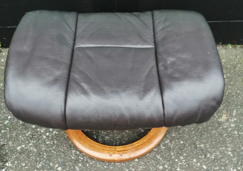 STRESSLESS Brown Leather Recliner Chair with Footstool &amp; Side Table