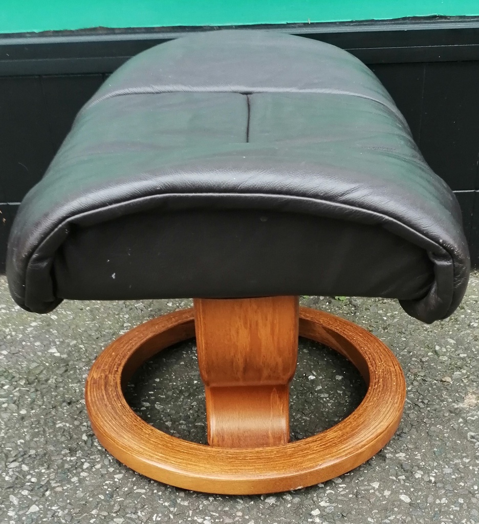 STRESSLESS Brown Leather Recliner Chair with Footstool &amp; Side Table