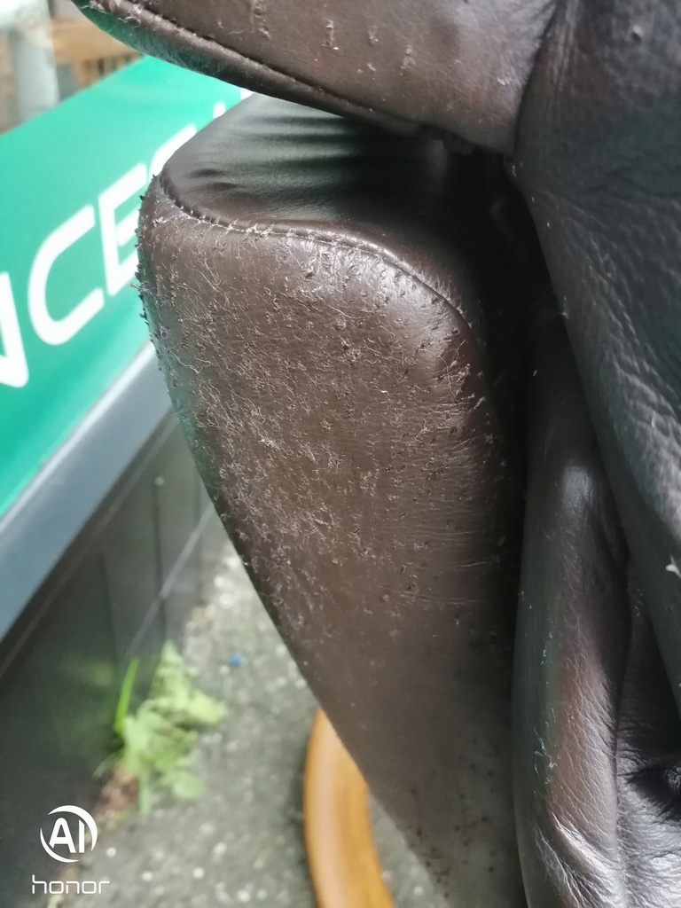 STRESSLESS Brown Leather Recliner Chair with Footstool &amp; Side Table