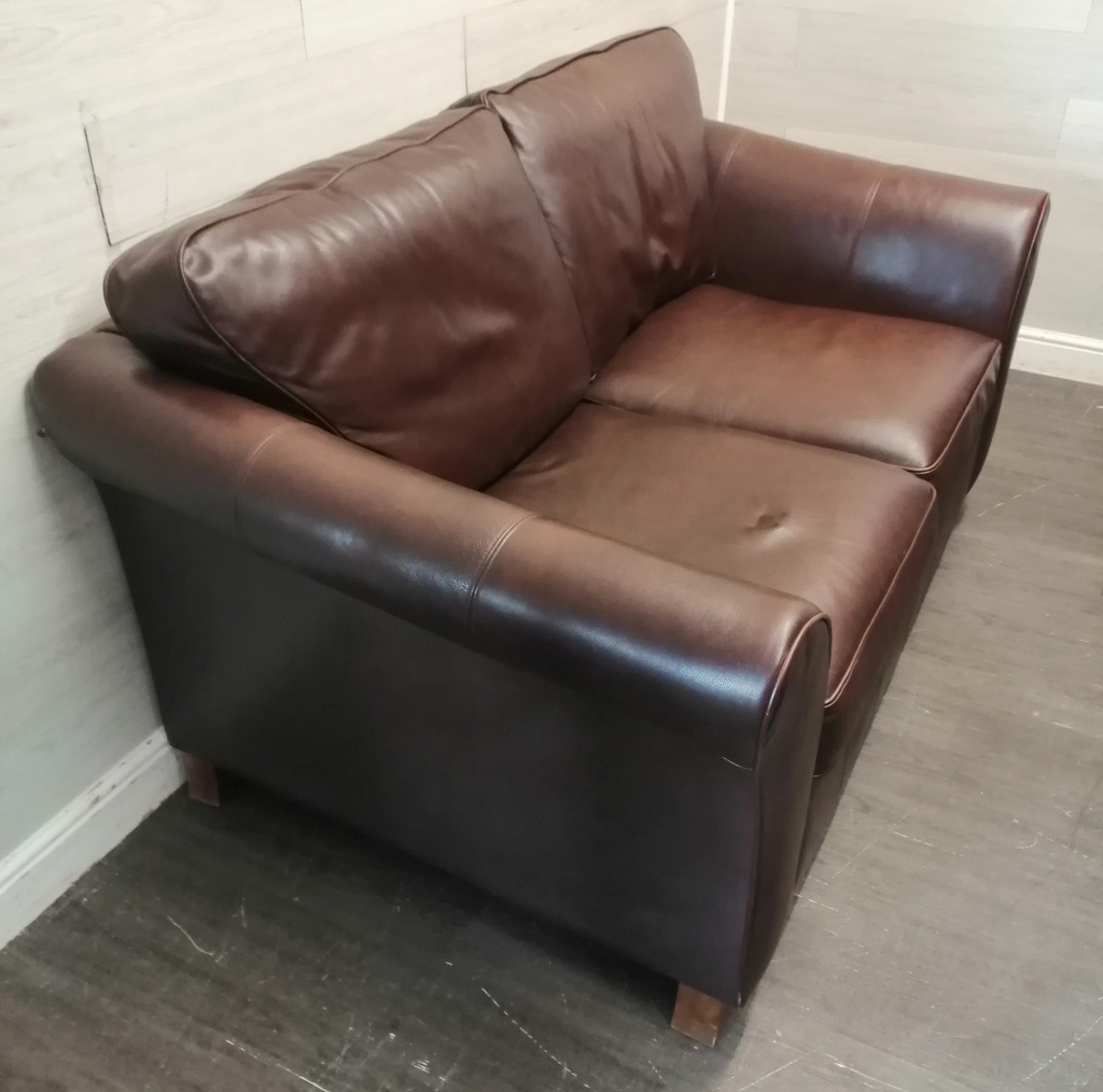 Marks &amp; Spencer Brown Leather Two Seater Sofa