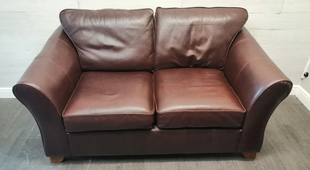 Marks &amp; Spencer Brown Leather Two Seater Sofa