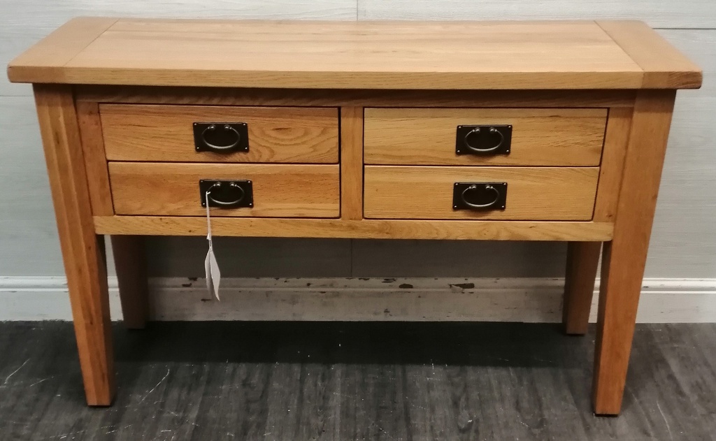Oak Four Drawer Console Side Table
