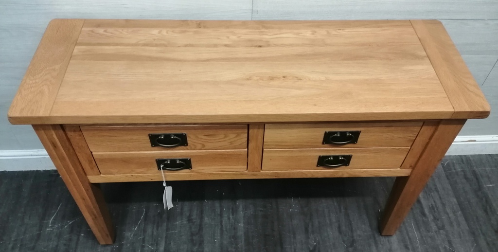 Oak Four Drawer Console Side Table
