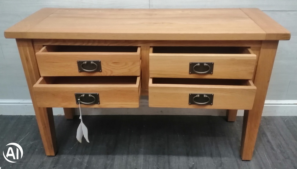 Oak Four Drawer Console Side Table