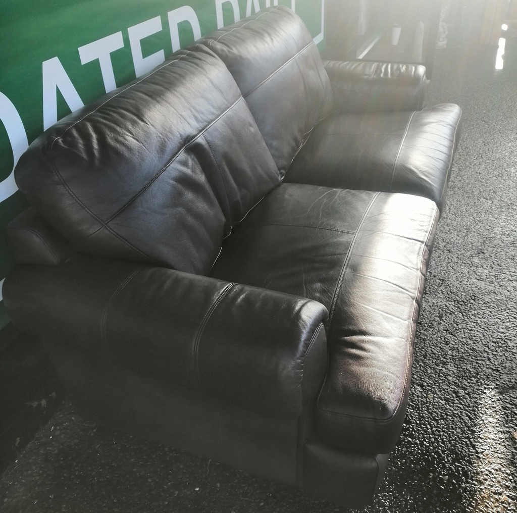 Brown leather large two seater sofa