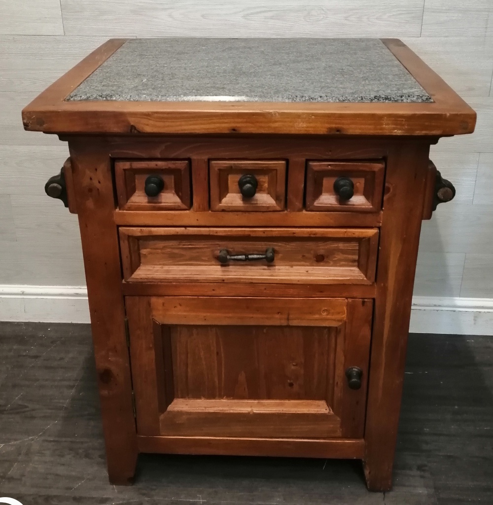 Quality Mexican Pine Kitchen Island with GraniteTop