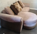 Large DFS Brown Toned Four SEATER CHAISE-END SOFA