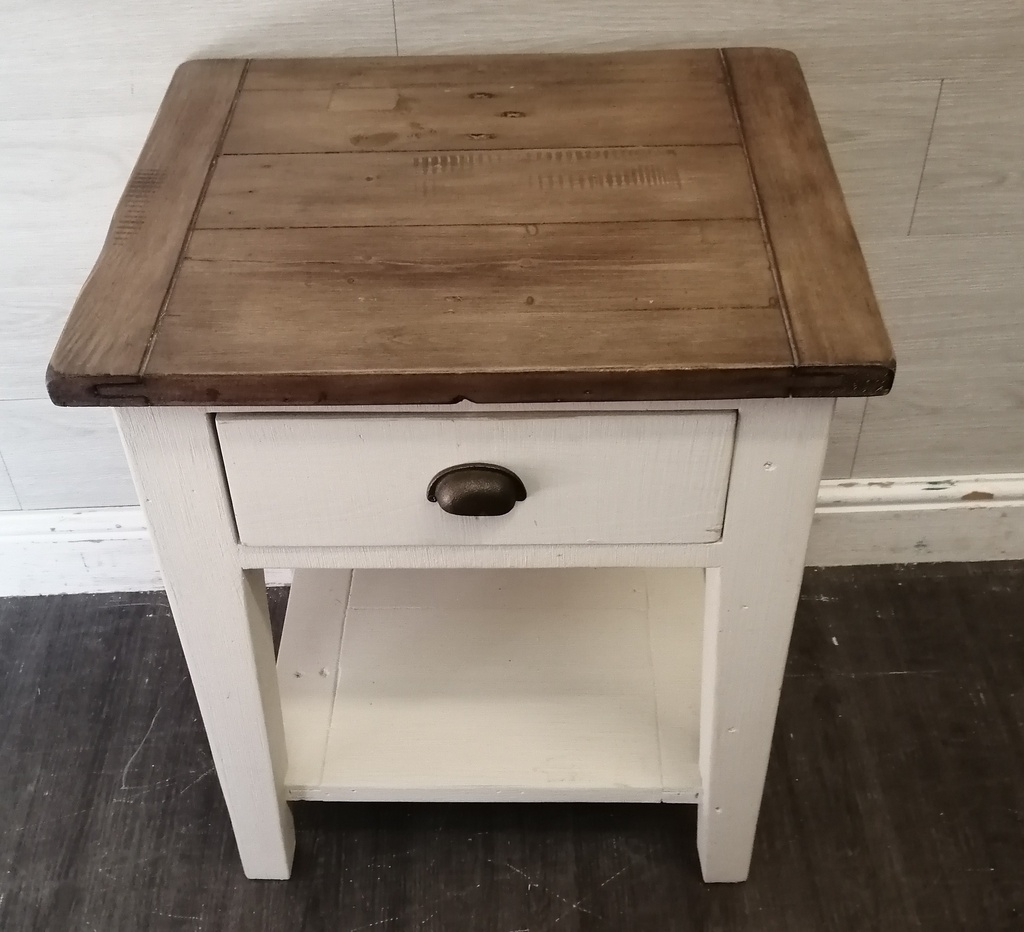 Rustic reclaimed wood side table