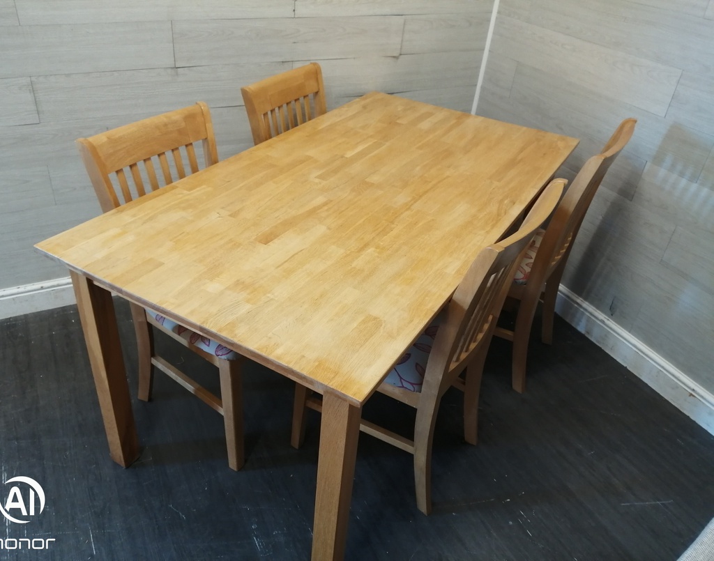 Rubber wood table and four chairs