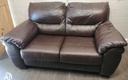 TWO SEATER BROWN LEATHER SOFA
