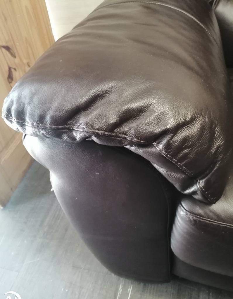 TWO SEATER BROWN LEATHER SOFA