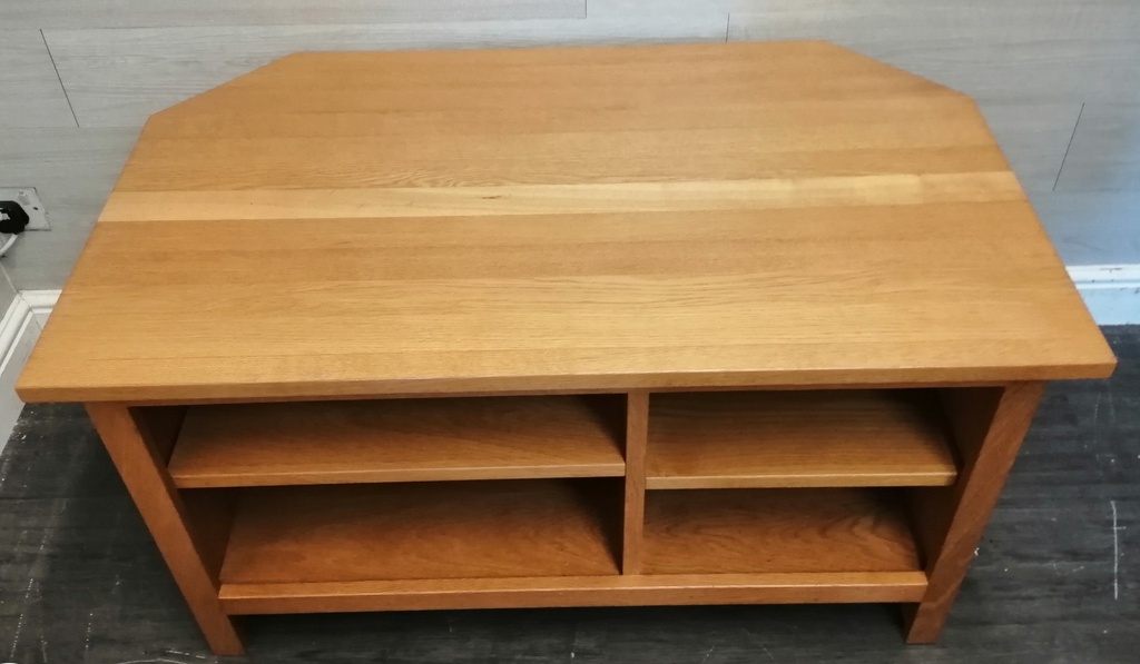 Oak corner tv unit