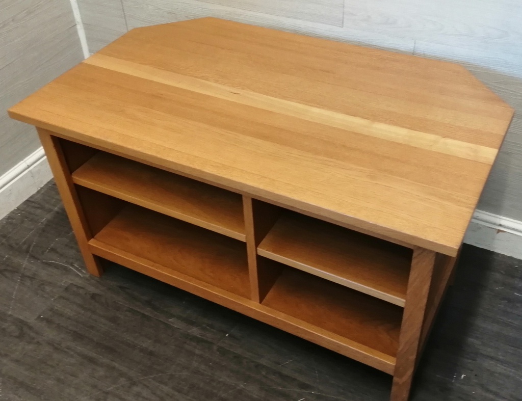 Oak corner tv unit