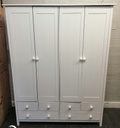 White Triple Wardrobe with Drawers