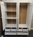 White Triple Wardrobe with Drawers