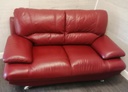 NEAT RED LEATHER MODERN RETRO STYLE SOFA