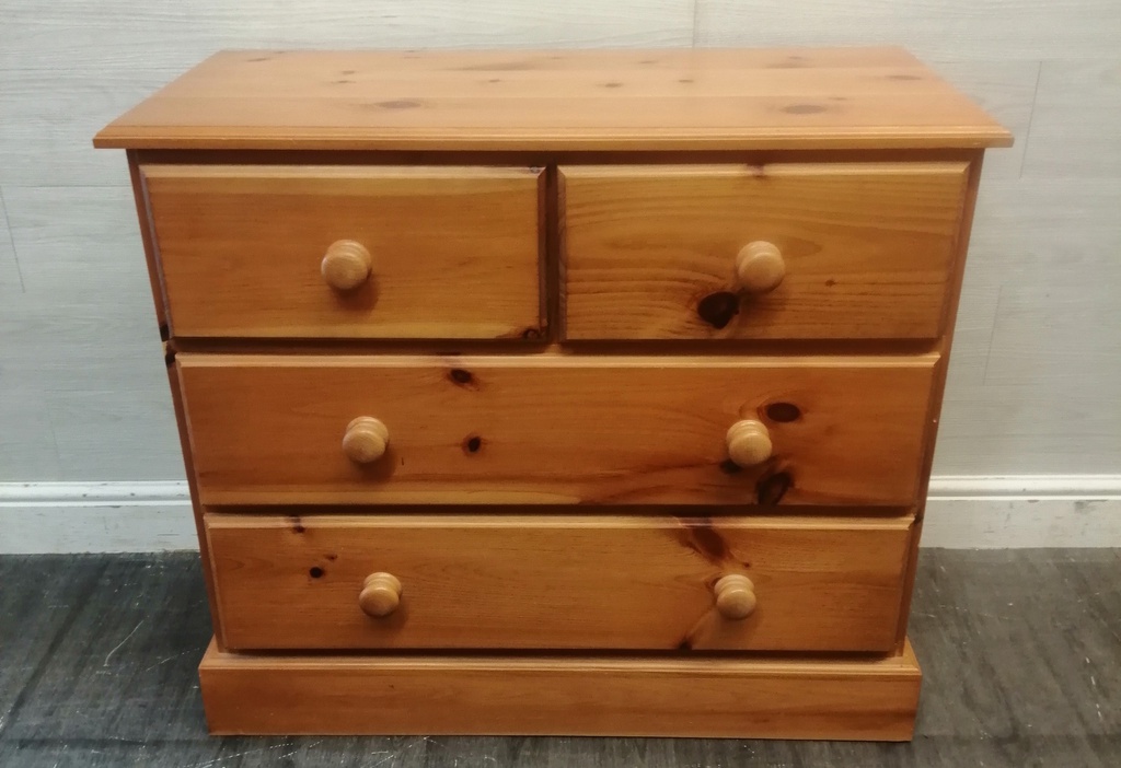 Solid pine five drawer chest