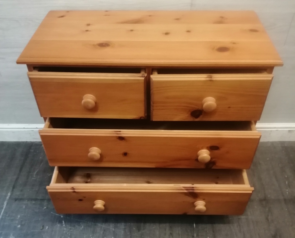 Solid pine five drawer chest